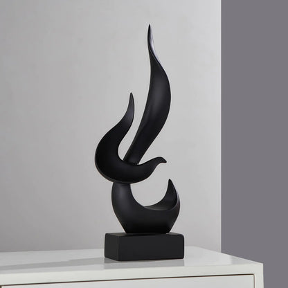 Black Decor Modern Flame Statue Decorations for Living Room 15.3" H Resin Shelf Decor Accents Abstract Art Sculptures Home Decor for Shelves Dining Room Office Coffee Table Centerpiece