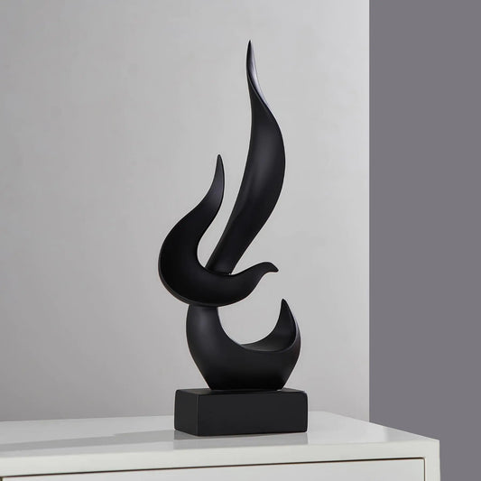 Black Decor Modern Flame Statue Decorations for Living Room 15.3" H Resin Shelf Decor Accents Abstract Art Sculptures Home Decor for Shelves Dining Room Office Coffee Table Centerpiece