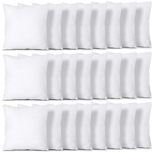 Bedding Throw Pillows (Set of 24 White) 18 x 18 Inches Pillows for Sofa Bed and Couch Decorative Stuffer Pillows