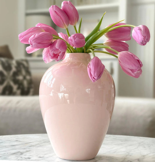 10 Inch Beige Porcelain Vase - Tan/Pink/Beige Ceramic Vase Large Ceramic Vases for Home Decor Beige Vases for Decor Large Beige Vase Decorative Vases for Home Decor Modern Vase Big Vase