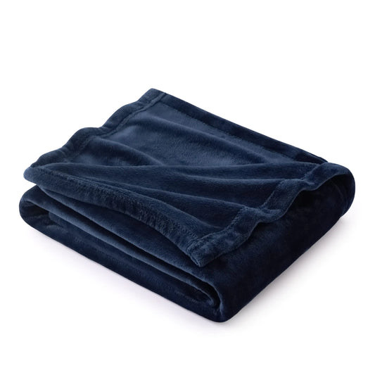 Navy Blue Throw Blanket Fleece - 300GSM Blankets for Couch Sofa Bed Soft Lightweight Plush Cozy Throws for Toddlers Boys