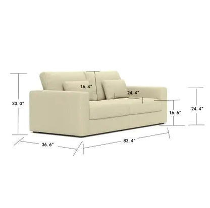 Modern Sofa Couches For Living Room  3 Seater Sofa With Detachable Cover   Double Cushioning,Natural