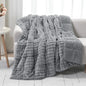 Bubble Weighted Blanket 20lbs for Queen Ded - Ultra Soft Cozy Comfort Sherpa Faux Fur Blanket for Relax and Sleep Heavy Bed Blankets with Cemaric Beads 60x80 Inches Grey