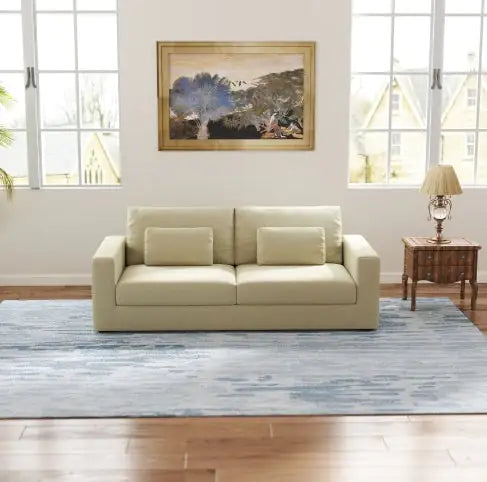 Modern Sofa Couches For Living Room  3 Seater Sofa With Detachable Cover   Double Cushioning,Natural