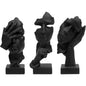 3 Pcs Thinker Statue Silence is Gold Abstract Art FigurineNo Hear No See No SpeakModern Resin Sculptures Decorative Objects Home Decor for Living RoomOffice BookshelfDesktop(Black)