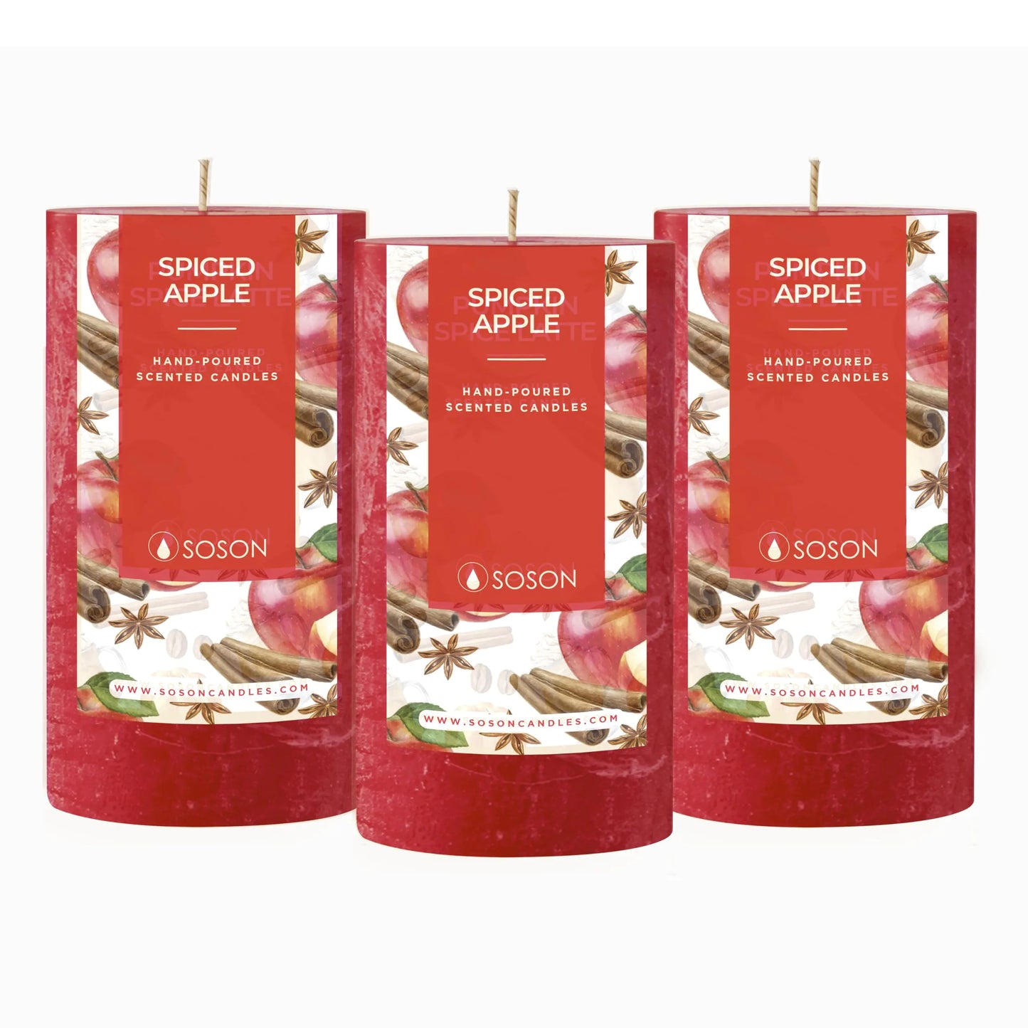 Apple Spiced Fall Scented Candle 3x4 inch Set of 3 Cinnamon Candle Apple Cinnamon Candles Scented Candles for Fall Fall Candle for Home Scented Fall Candles