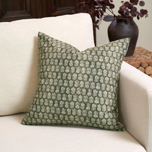 Floral Pillow Covers 18x18 Couch Pillows for Living Room Farmhouse Neutral Pillow Covers Decorative Throw Pillow Covers Accent Sofa Pillows 1PCOlive Green