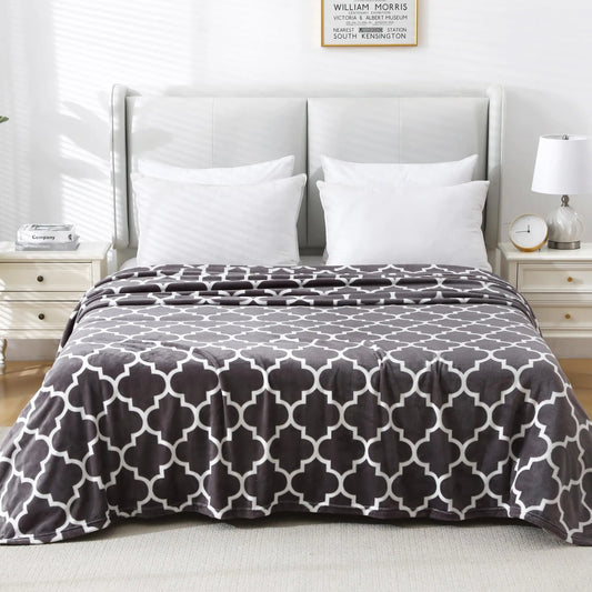 Geometry Blanket Queen Size Blanket - 280GSM Lightweight Soft Fuzzy Cozy Plush Blankets Queen Blanket for Bed 90x90 inches