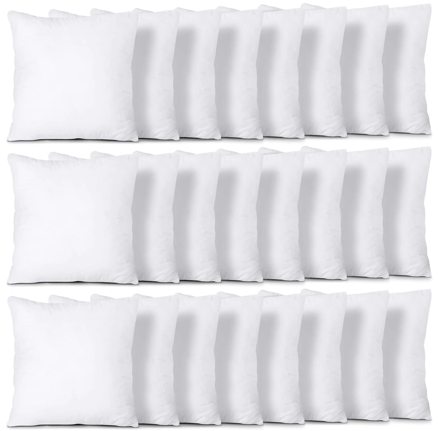 Bedding Throw Pillows (Set of 24 White) 18 x 18 Inches Pillows for Sofa Bed and Couch Decorative Stuffer Pillows