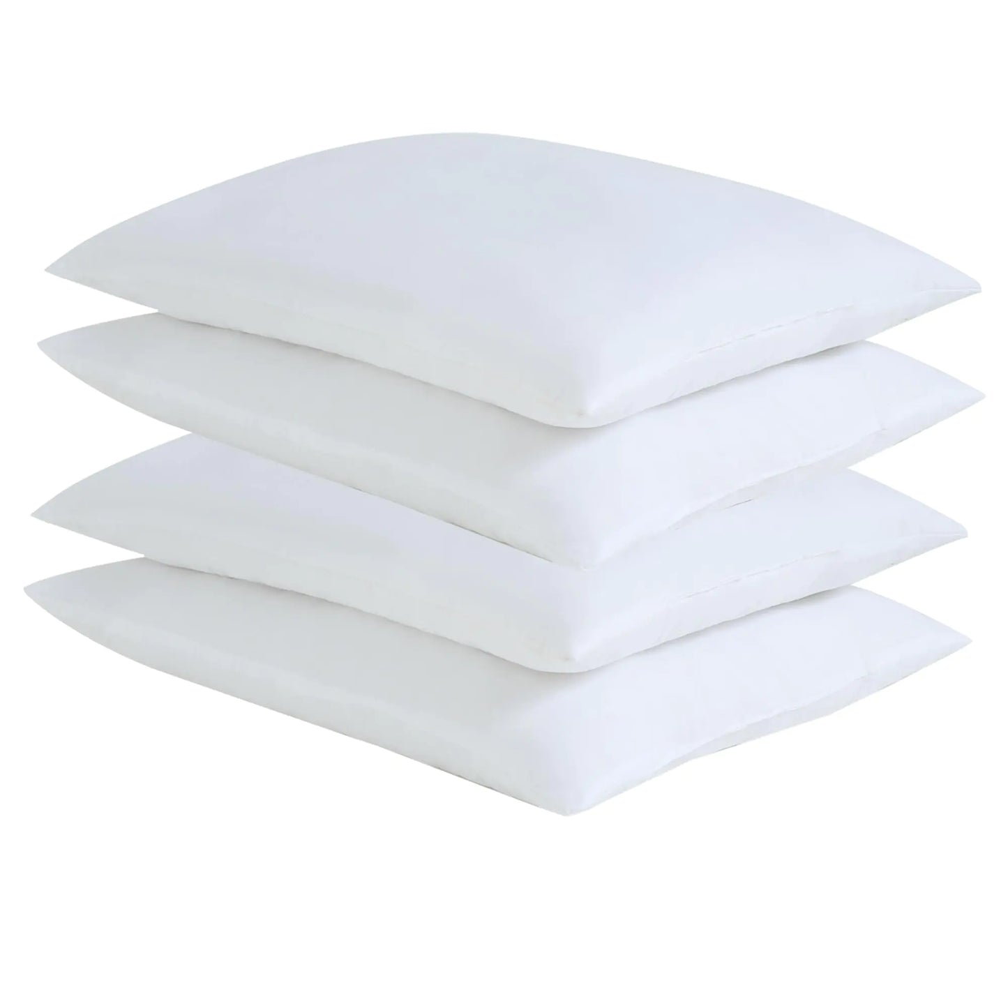 Bed Pillows Bulk - 4 Pack Thin Flat Pillows for Sleeping Super Soft Fluffy Microfiber Filling for Home Hotel BnBs (4 White King (U.S. Standard))