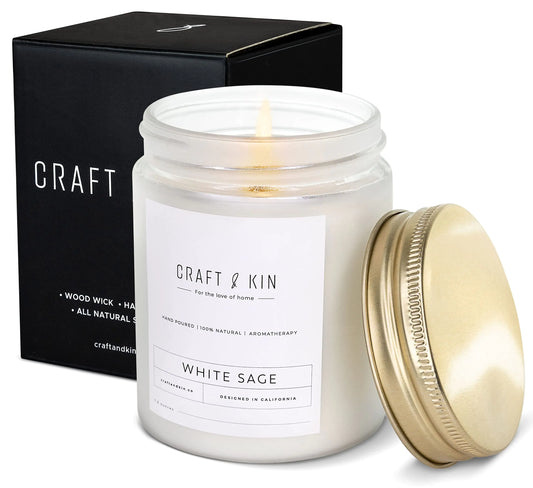 Premium White Sage Candles |Candles for Cleansing House | Fall Candles | 8 oz 45 Hour Burn Scented Candles for Home Scented Soy Candles Men Candles