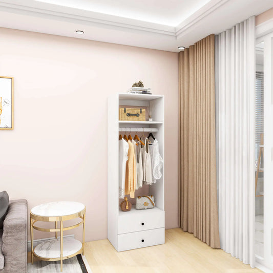 Modular Wooden Closet Organizer System,Clothes Organizer, Closet System with 1 Closet Shelves, Closet Organizer System with 2 Closet Drawers for Clothes Storage, Walk in Closet Organizers and Storage, Closet(24"W x 16"D x 71"H)
