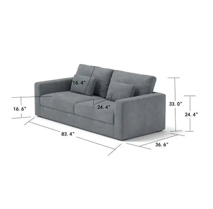 Modern Sofa Couches For Living Room, 3 Seater Sofa With Detachable Cover Double Cushioning, Haze