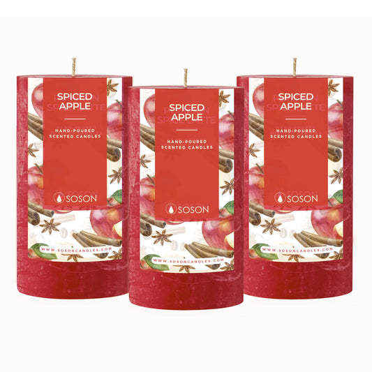 Apple Spiced Fall Scented Candle 3x4 inch Set of 3 Cinnamon Candle Apple Cinnamon Candles Scented Candles for Fall Fall Candle for Home Scented Fall Candles