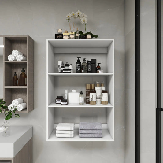 Bathroom closet shelves Wood Modular Closet System Wall Mounted Shelves Walk in Clothes Storage Cabinet Shelving Built in Closet Organizer for Bedroom White 31.49''W x 16.04''D x 47.24''H