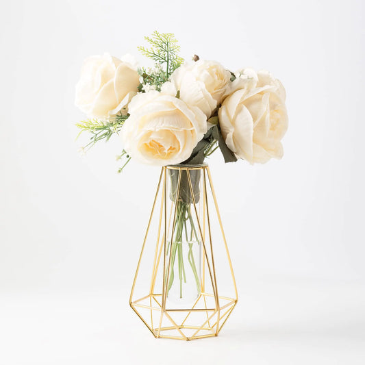 Gold Vase for Home DecorFlower vase for DecorGeometric vases for centerpiecesGold Glass vase for Wedding DecorationsGold vases for centerpiecesGold Test Tube vase (8.5 inch Gold)