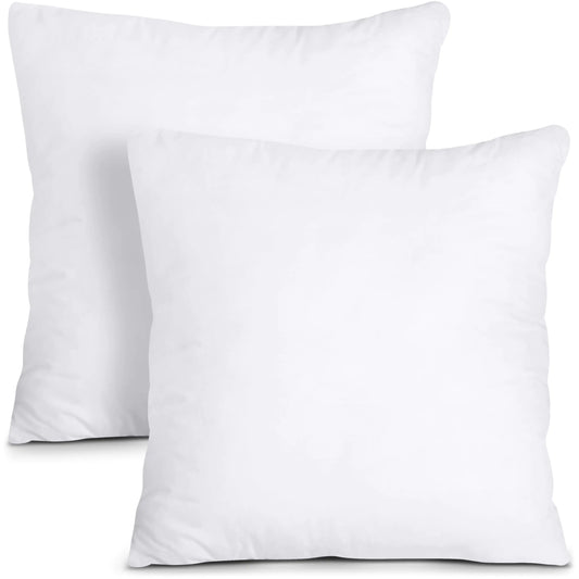 Bedding Throw Pillows Insert (Pack of 2 White) - 18 x 18 Inches Bed and Couch Pillows - Indoor Decorative Pillows