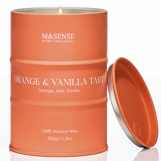 Orange Vanilla Tart Candles for Home Scented?Organic Soy Candles Clean Non Toxic 11.3oz 70 Hours Long Lasting Burning Highly Scented Citrus Smelling Candles Cozy Room Decor